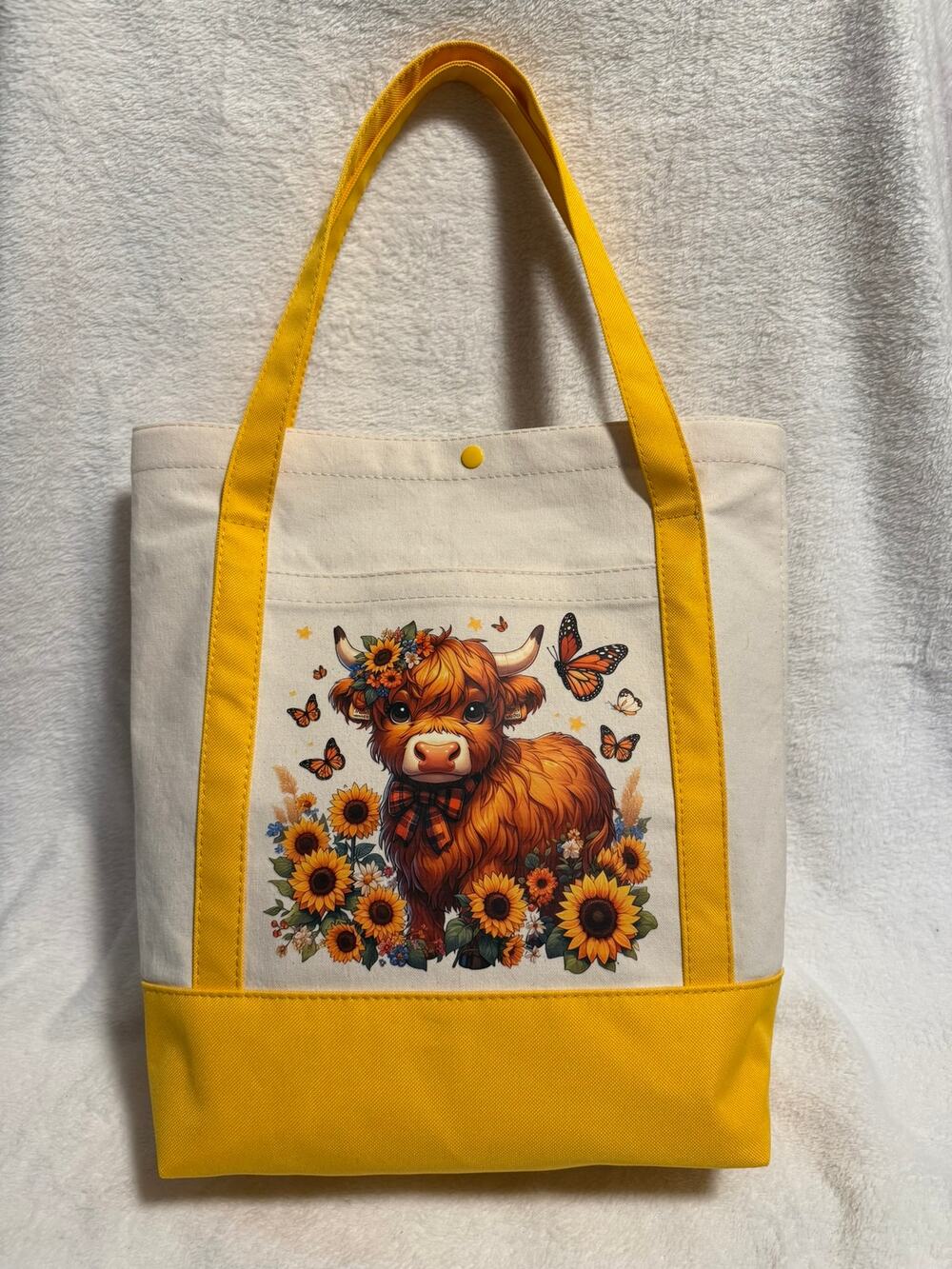 Highland Cow Sunflower Tote Bag